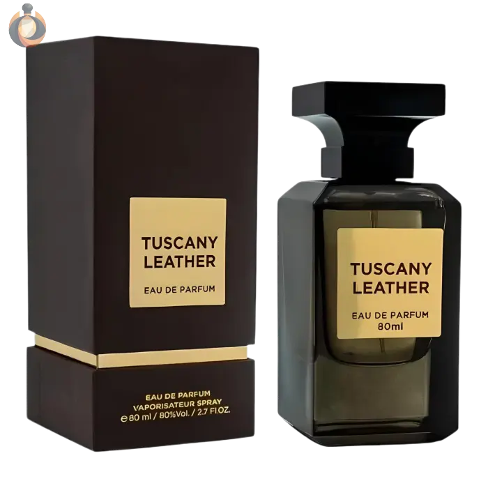 Fragrance World Tuscany Leather Parfum – markanter Herrenduft mit Noten von Leder, Gewürzen und Holz im luxuriösen Design von Oudara